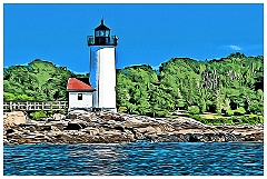 Rocky Shore by Annisquam Lighthouse - Digital Painting